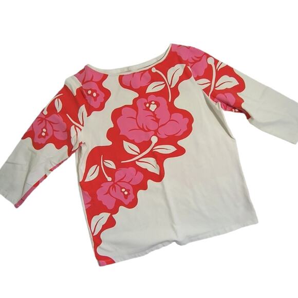 Talbots 3/4 Sleeve Tee Wmn's Plus Sx X White Red Pink Floral Boat Neck Pullover - Picture 5 of 13